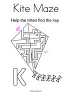 Kite Maze Coloring Page