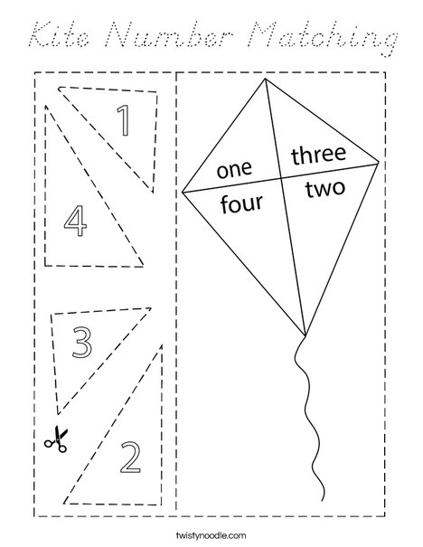 Kite Number Matching Coloring Page