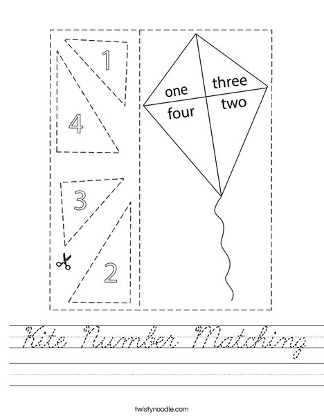 Kite Number Matching Worksheet
