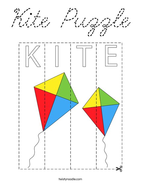 Kite Puzzle Coloring Page