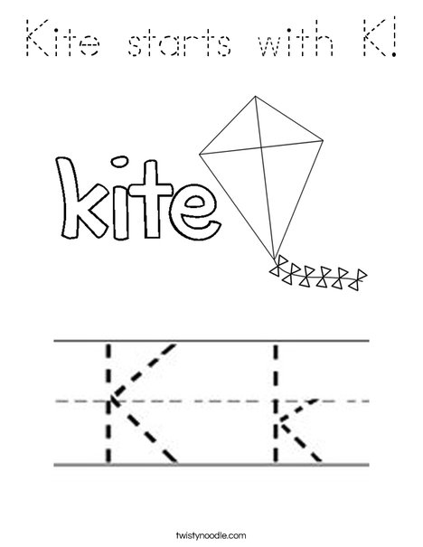 Kite starts with K! Coloring Page