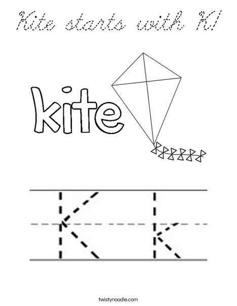 Kite starts with K! Coloring Page