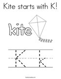 Kite starts with K Coloring Page