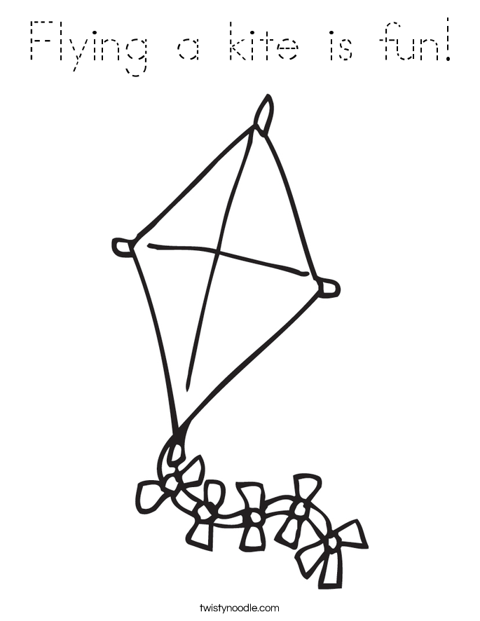 Flying a kite is fun! Coloring Page