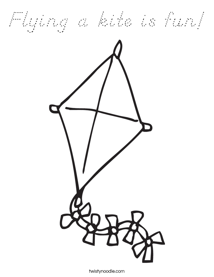 Flying a kite is fun! Coloring Page