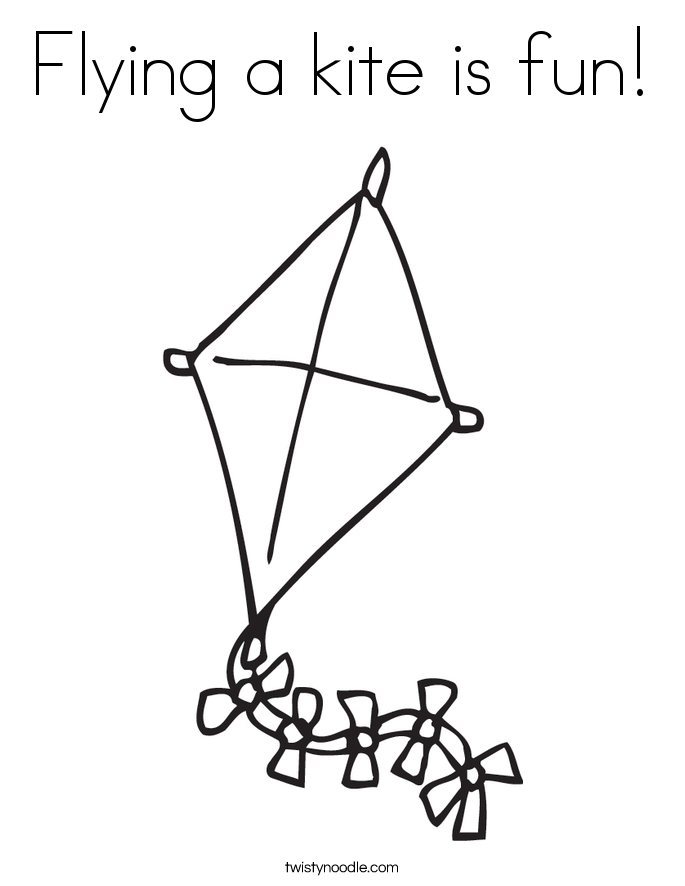 Flying a kite is fun! Coloring Page