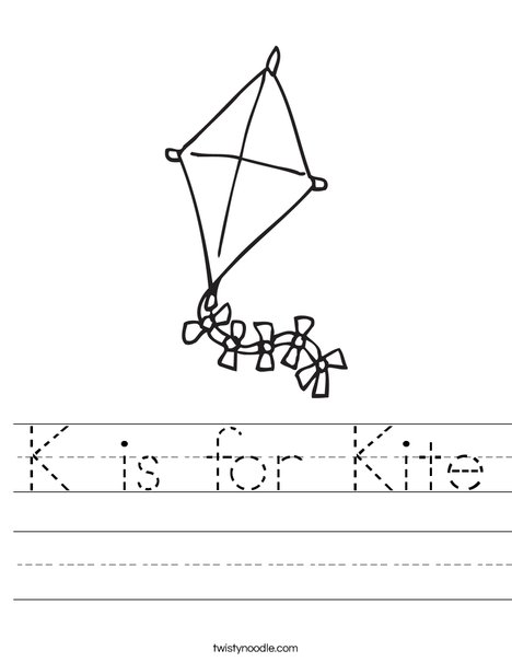 Kite with Bows Worksheet