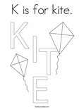 K is for kite. Coloring Page