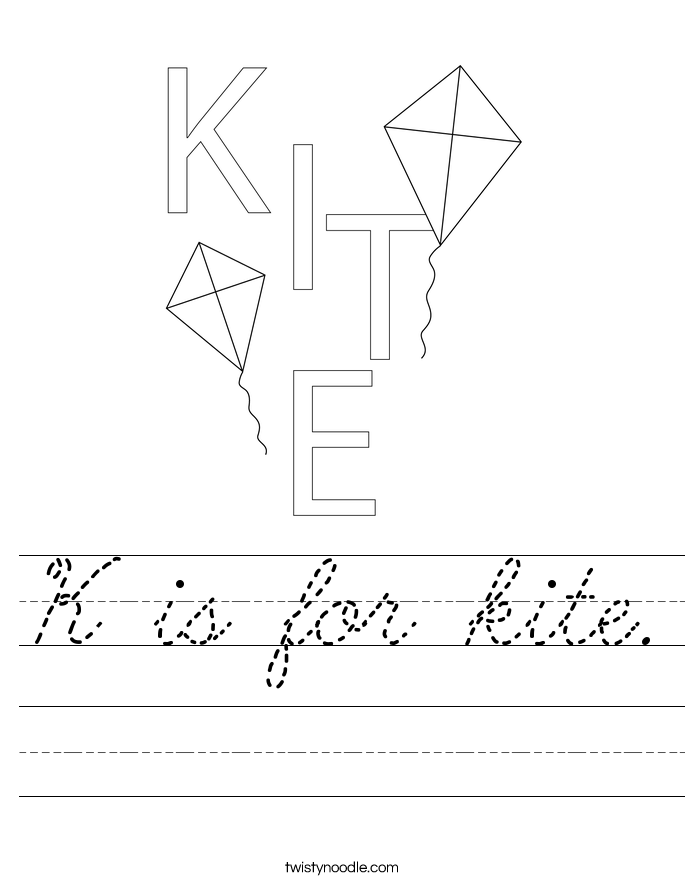 K is for kite. Worksheet