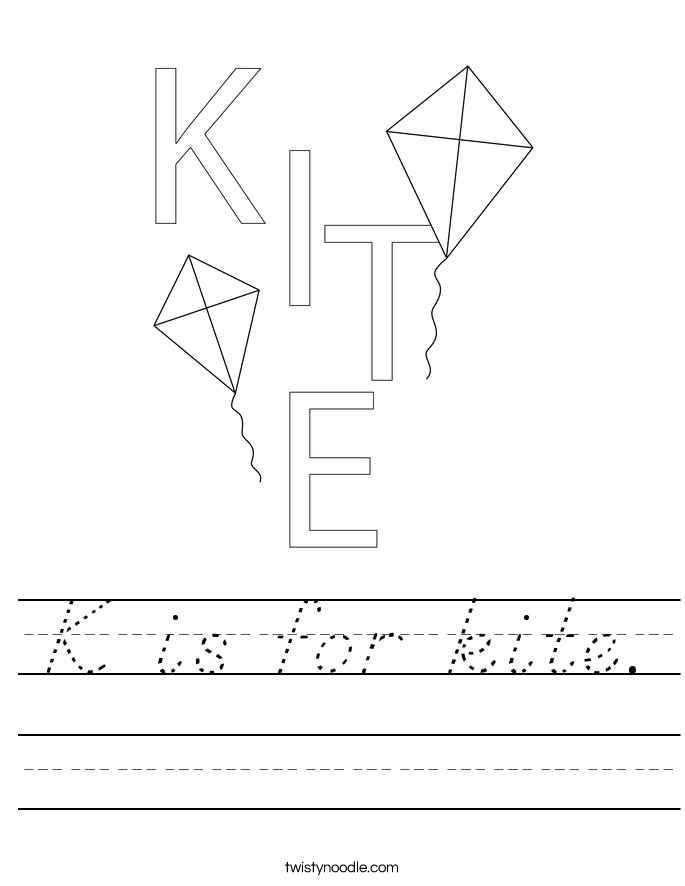 K is for kite. Worksheet