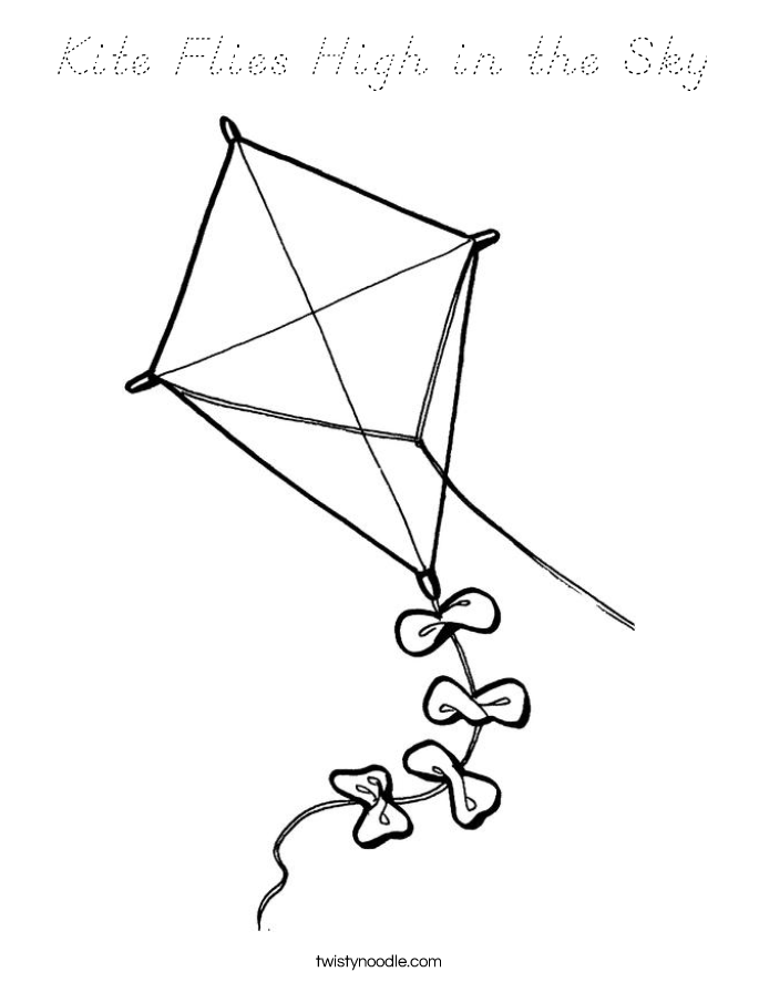 Kite Flies High in the Sky Coloring Page