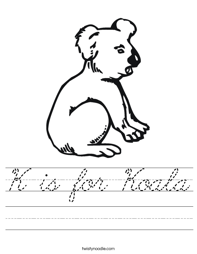 K is for Koala Worksheet