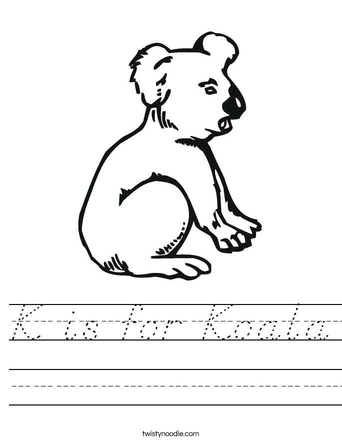 K is for Koala Worksheet