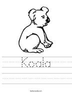 Koala Handwriting Sheet