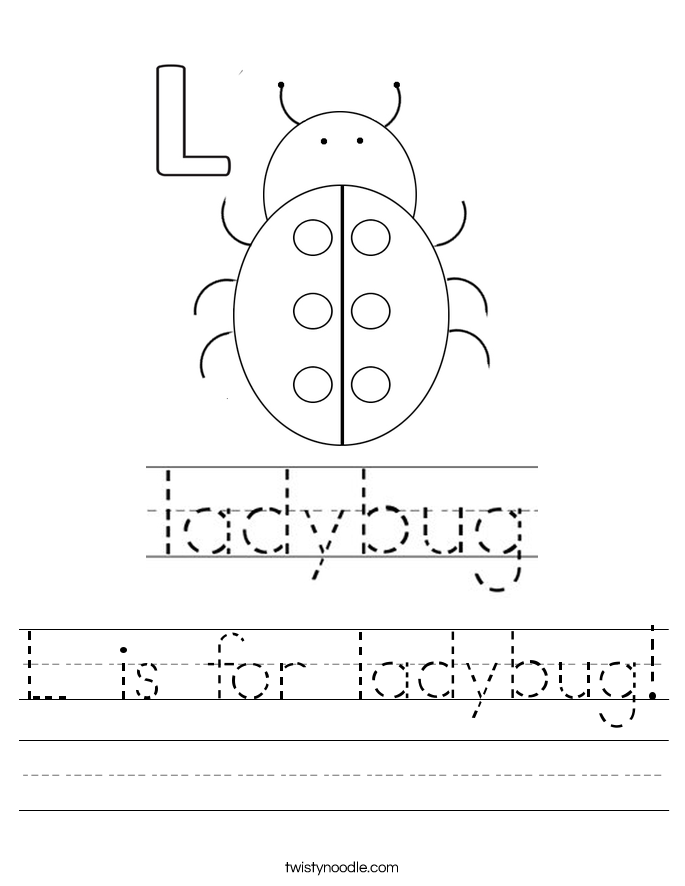 l is for ladybug worksheet twisty noodle