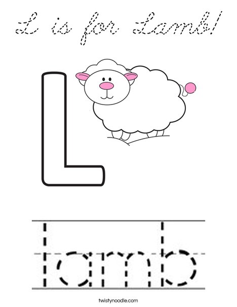L is for Lamb Coloring Page