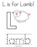 L is for Lamb Coloring Page