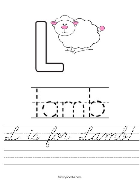 L is for Lamb Worksheet