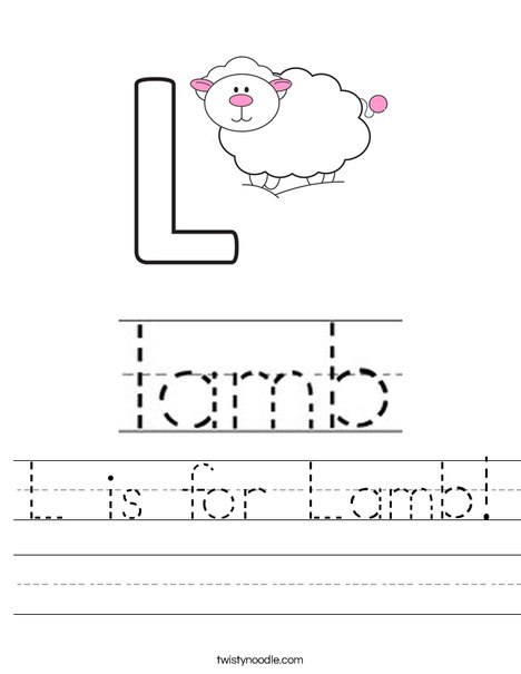 L is for Lamb Worksheet