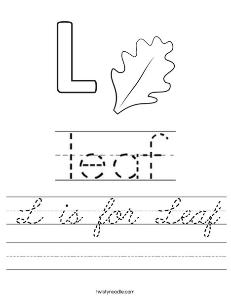 L is for Leaf Worksheet