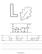 L is for Leaf Handwriting Sheet