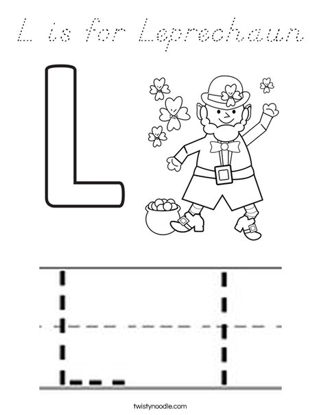 L is for Leprechaun Coloring Page