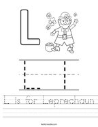 L is for Leprechaun Handwriting Sheet