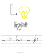 L is for Light Handwriting Sheet