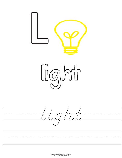 L is for Light Worksheet