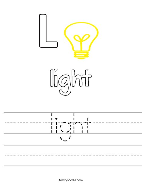 L is for Light Worksheet