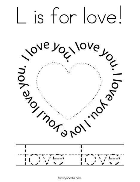 L is for love! Coloring Page