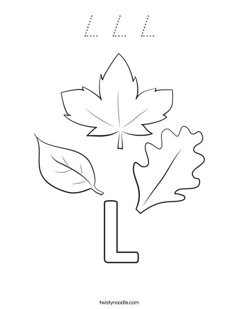 L Leaves Coloring Page