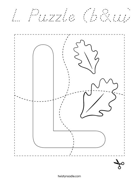 L Puzzle (b&w) Coloring Page