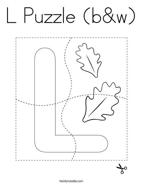 L Puzzle (b&w) Coloring Page