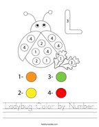 Ladybug Color by Number Handwriting Sheet