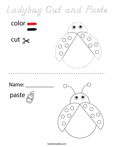 Ladybug Cut and Paste Coloring Page