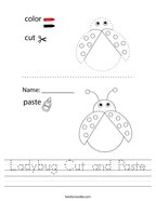 Ladybug Cut and Paste Handwriting Sheet