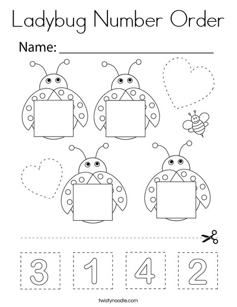 Ladybug Number Order Coloring Page