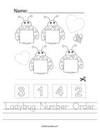 Ladybug Number Order Handwriting Sheet