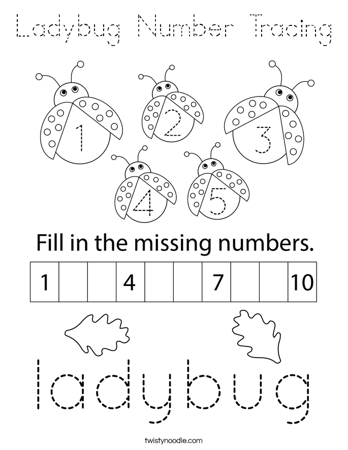 Ladybug Number Tracing Coloring Page