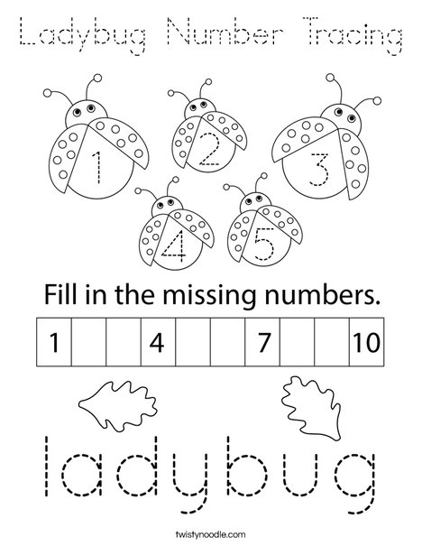 Ladybug Number Tracing Coloring Page