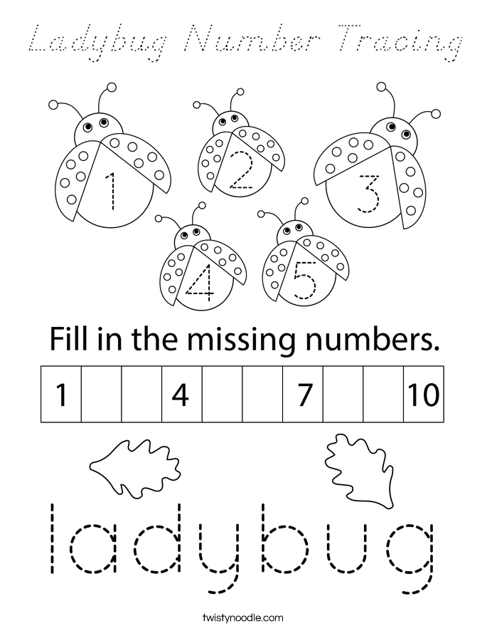 Ladybug Number Tracing Coloring Page