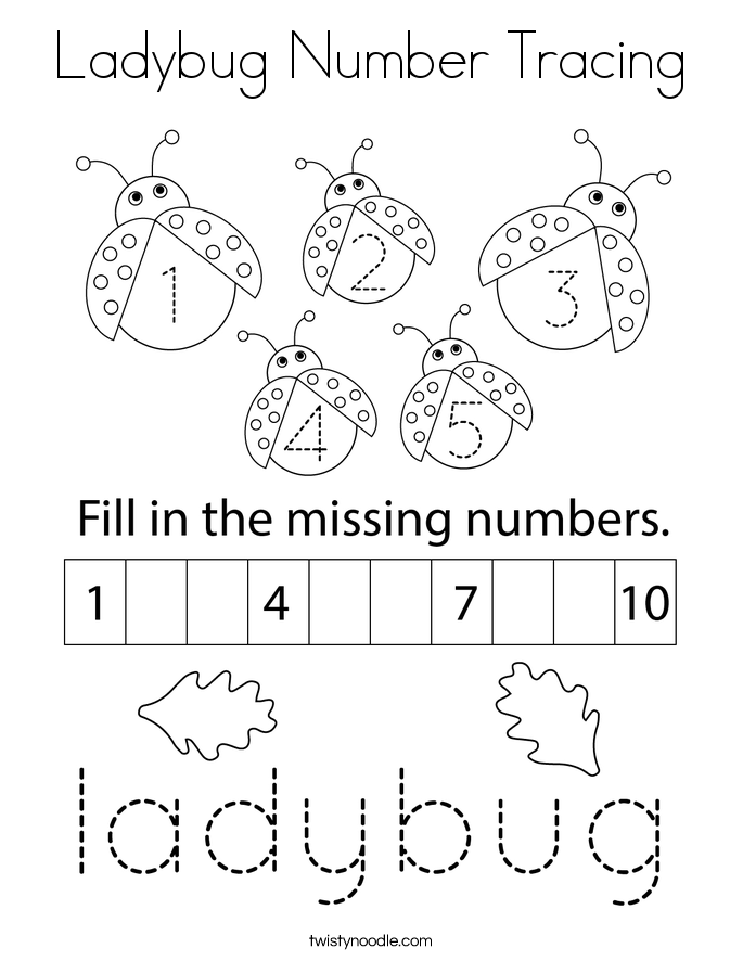 Ladybug Number Tracing Coloring Page