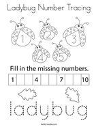 Ladybug Number Tracing Coloring Page