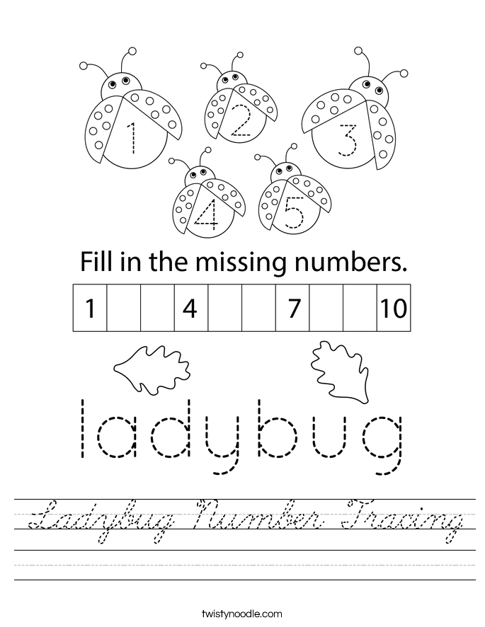 Ladybug Number Tracing Worksheet