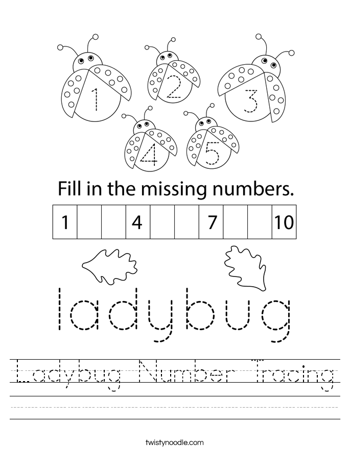 Ladybug Number Tracing Worksheet