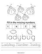Ladybug Number Tracing Handwriting Sheet
