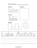 Lake Activity Handwriting Sheet