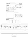 Lamb Activity Worksheet