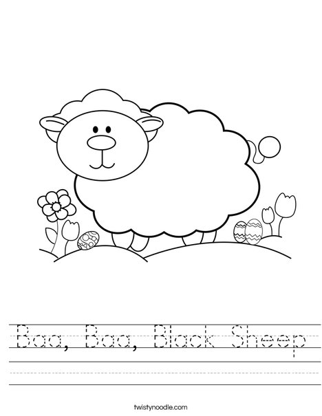 Baa, Baa, Black Sheep Worksheet - Twisty Noodle